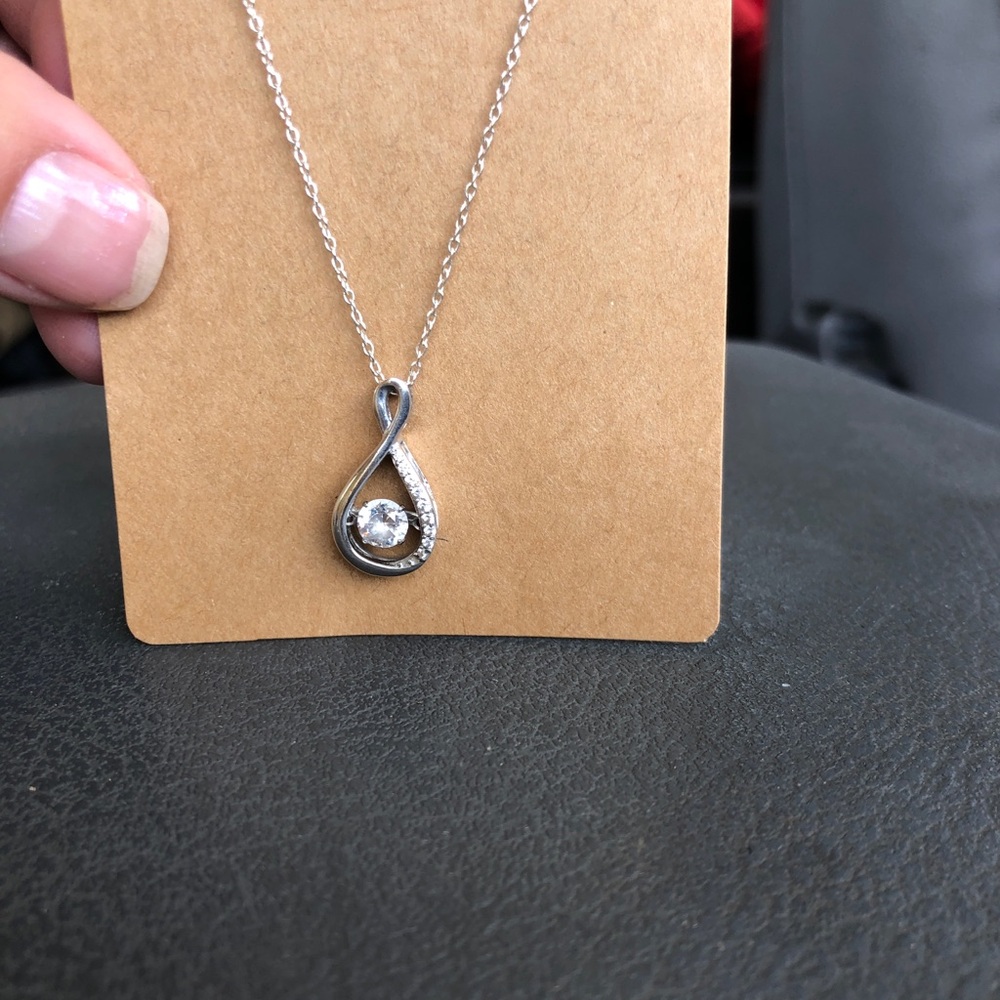 Sterling Silver Clear CZ Floating Gem Infinity Necklace EUC - Picture 3 of 10